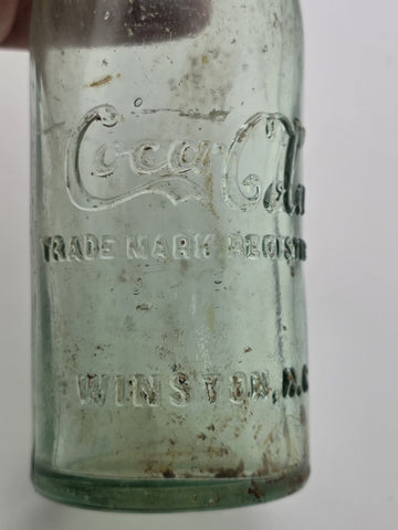 Rare Pair Antique 1900-1915 Embossed Coca-Cola Bottles Winston NC Aqua Glass