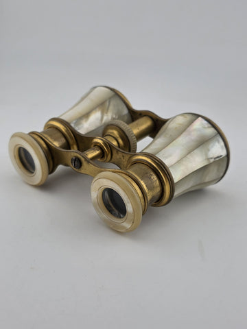 Antique French Victorian 1880–1910 Mother of Pearl Opera Glasses Brass Binocular