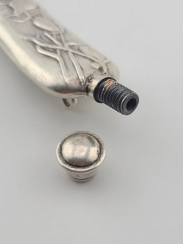 Antique 19thC Sterling Silver Pendant Chatelaine Perfume Scent Bottle W Wisteria