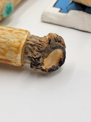 Rare Antique Native American Navajo Ceremonial Pipe W Real Turquoise On Stand.