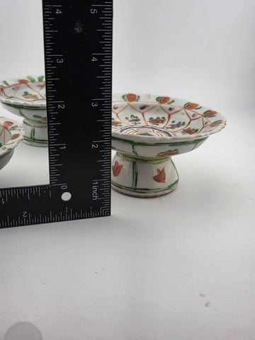 Set Of 3 Chinese 1800's Qing Dynasty Hand Painted Mandarin Rose Porcelain Dishes