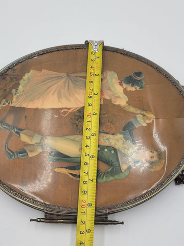 Rare 1800's Victorian Bronze Frame Dancing Couple Triple Hanging Shaving Vanity.