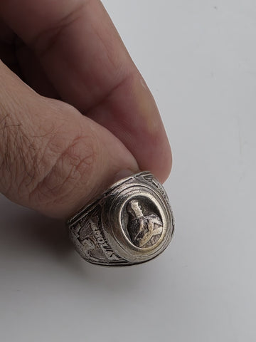 1940's Sterling Silver DeMolay Masonic Chevalier Ring Knights Templar Fraternal