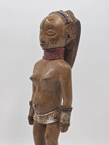 1940's Vintage Baule African Fertility Figure 15" Handcarved Wood Ivory Coast