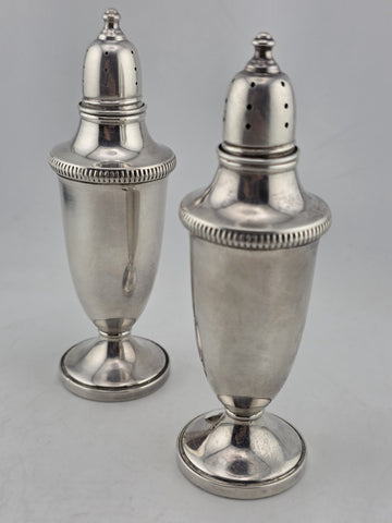 Antique Fisher Sterling Silver Weighted Bottom Salt & Pepper Shakers #1362.