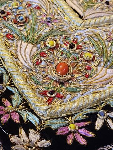 Vintage Oriental Golden 100% Silk Embroided Patchwork. Great Mother's Day Gift.