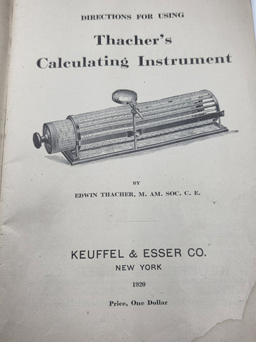 1920 Keuffel & Esser Thatcher's Calculating Instrument Model 4093 w/ Manual