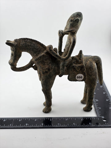 RARE ANTIQUE C 1920 EQUESTRIAN FIGURE BRONZE KOTOKO PEOPLE CHAD CENTRAL AFRICA
