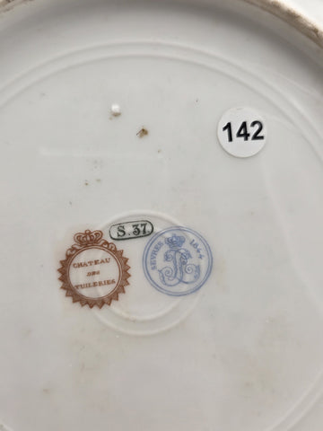 Stunning Rare 1844 Sevres Chateau des Tuilleries Plate Courting Couple Gold Tone