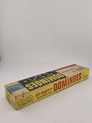 Vintage Dragon Double Six Dominoes by Halsam set No. 622 - 28 pieces - EXCELLENT