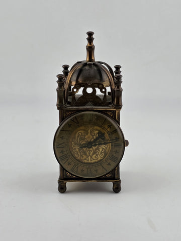 Vintage Smiths Miniature Brass Lantern Clock Wind-Up Made in Great Britain. Read