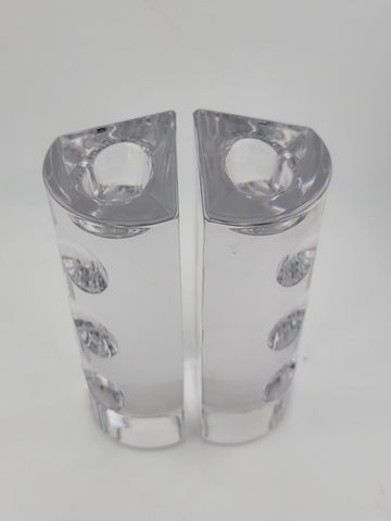 Set Of 2 Towle Full Lead Crystal Column Candlestick Holders. Austria