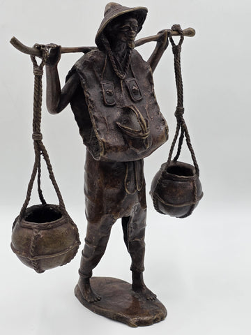 Original Antique C 1940 Burkina Faso Large Heavy Bronze Water Carrier W Africa