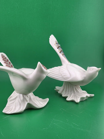 Vtg Pair Of Lenox China Jewels Collection Bird Figurines-Cardinal & Blue Jay.