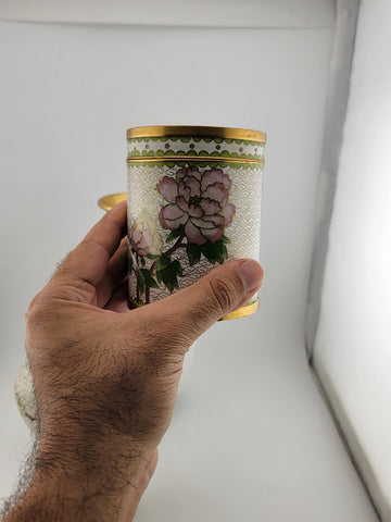 Gorgeous Assortment Of Mid Century  Cloisonne Including 3 VASES & A Tea Caddy.