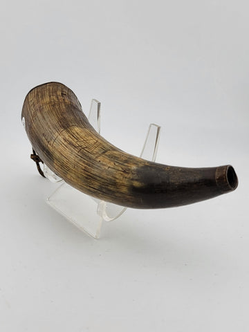 Rare 19th C Antique Civil War Era Black Powder Flask Natural Horn. Great Cond.