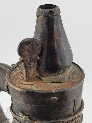 Antique Rare 19th C Round Shape Powder Flask Rare Collectible Ottoman Islamic