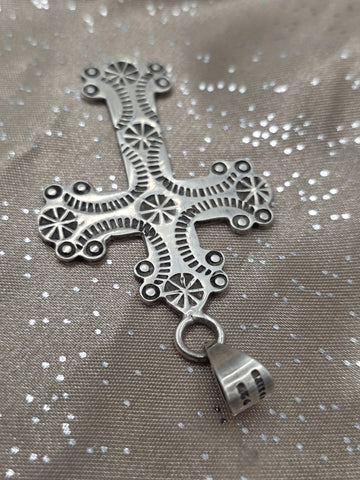 Vintage Mexico 925 Sterling Silver Ornate Cross Pendant Religious Jewelry 12.3g