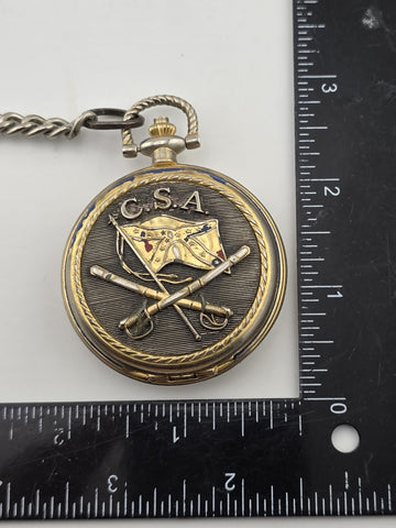 Vintage JEB Stewart Pocket Watch Franklin Mint Civil War Library & Museum. Works