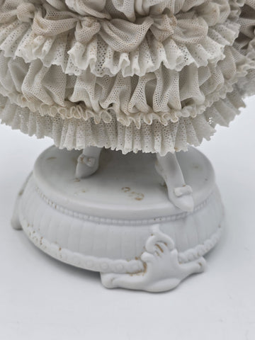 Large Jacqueline Porcelain Lace Figurine Victorian Lady Dresden Style Lace Dress