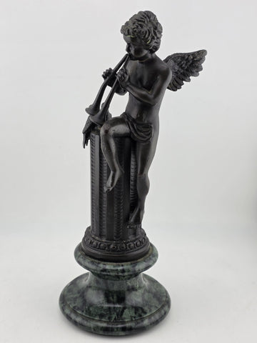 Vtg Mathurin Moreau BRONZE CUPID with LOVE Birds Marble Base Statue Sculpture