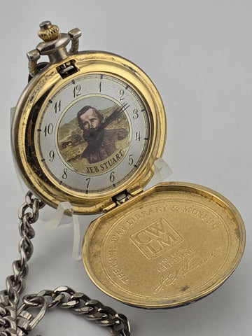 Vintage JEB Stewart Pocket Watch Franklin Mint Civil War Library & Museum. Works