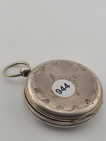 Antique C1890's Swiss Key Wind Pocket Watch Roman Dial Silver Case. Works. Read.