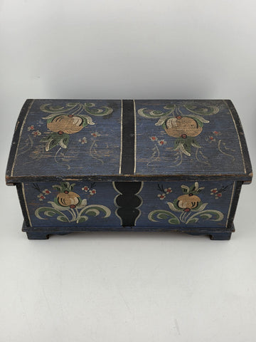 Rare Antique Hand Inscribed 1943 German Folk Art Chest WWII Augsburg Kepsake Box