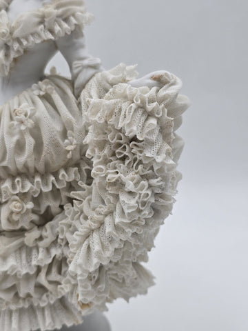 Large Jacqueline Porcelain Lace Figurine Victorian Lady Dresden Style Lace Dress