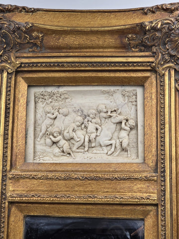 Rare Antique 19th C Enrico Braga Tondo Relief Mirror W Perfugium Regibus Coin