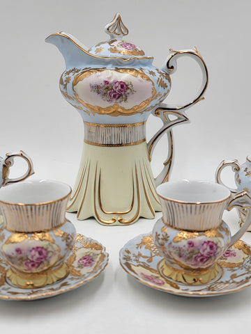 Stunning Antique Royal Vienna Ceramic Tea Service for 2 Hand Painted.