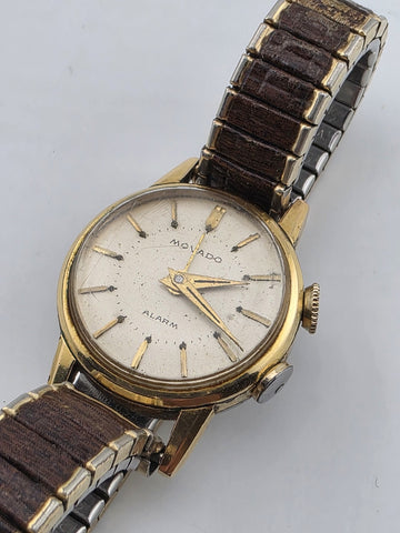 Vintage 1950's Ladies Mechanical Movado Alarm Watch. 24k Gold Plated. Working.
