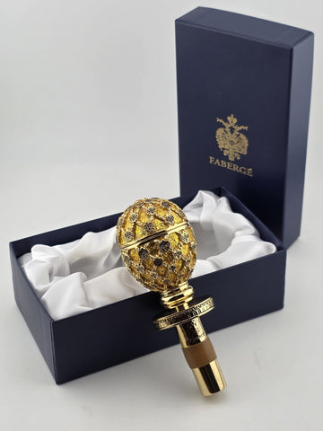 Rare Original Gorgeous Faberge Egg Gold Coronation Bottle Stop W Original Box.