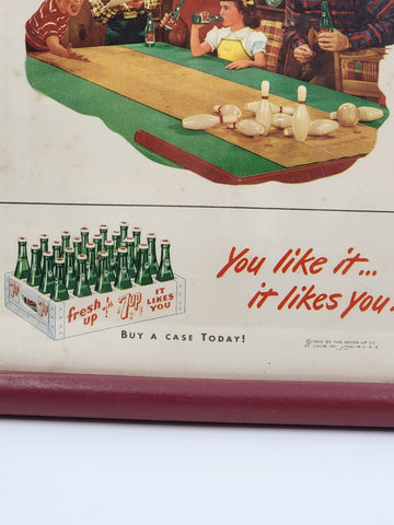 Original Frame Vintage 1949 Seven Up Soda Family Drink Winter Advertising Poster