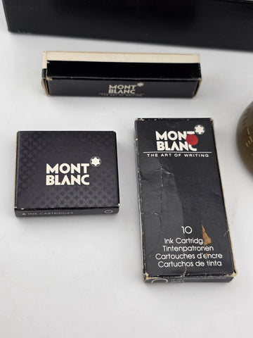 Lot Of Mont Blanc Vintage Inkwell & Ink Cartridge W Original Mont Blanc Box