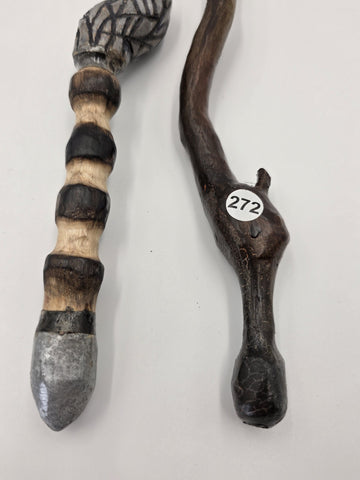 Set Of 2 Rare One Of A Kind Handmade Wooden Magic Wand Fantasy Staff Cosplay.
