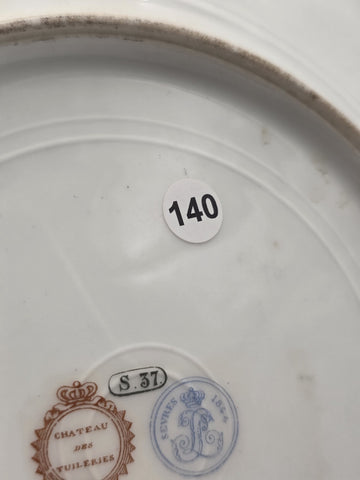 Stunning Rare 1844 Sevres Chateau des Tuilleries Plate Courting Couple Gold Tone