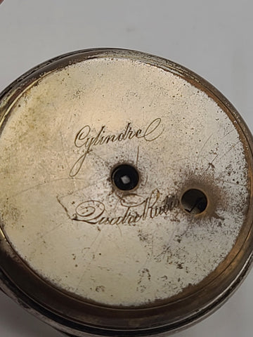 Antique C1890's Swiss Key Wind Pocket Watch Roman Dial Silver Case. Works. Read.