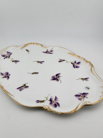 Vintage A. Klingenberg & C. Dwenger Coiffe ~Violet Limoges Serving Tray ca 1900