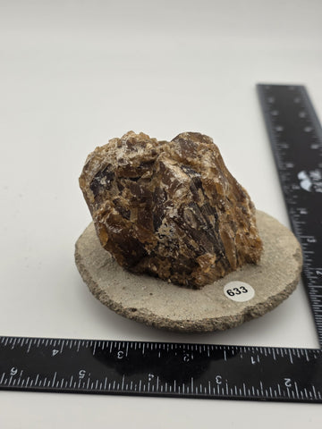 2 Natural Honey Brown Crystal Mineral Clusters Barite on Concrete Display Bases