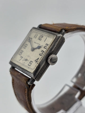 Antique 1930 Waltham 24 Jewel Sterling Silver Fahys Art Deco Wristwatch. Read.