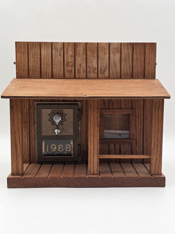 Vintage One Of A Kind Hand Made Post Office Door Bank W/ Wood Box Folk Art