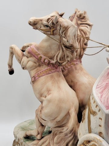 Rare HUGE Antique Ben Hur Porcelain Statue Italy Roman Chariot Racing Horses