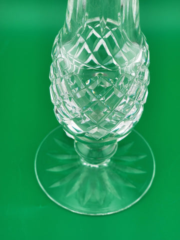 Vintage Waterford Crystal Criss-Cross Cut Pedestal Bud Vase - 9 1/4 in. Signed