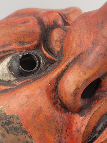 Antique Early 20th C Japanese Meiji / Showa Mask Noh Style, Depicting a Tengu.