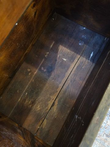 RARE ANTIQUE 19TH C CONTINENTAL BRASS BOUND KINDLING BOX W ARMORIAL. VERY HEAVY