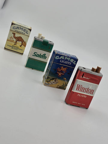 Lot Of 4 Vintage Cigarette Pack Lighters Camel Salem Winston Novelty. Untested.