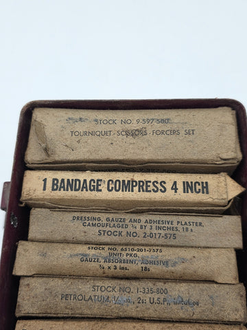 WWII US Army Jeep First Aid Kit 12 Unit Military Medical Metal Box w/ Contents