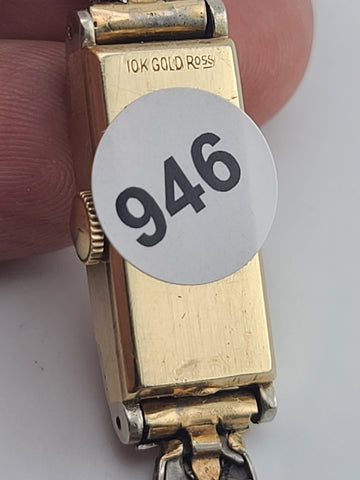 Vintage Woman 10kt Solid Rose Gold Elgin 17 Jewels Swiss Made Watch W 8 Diamonds