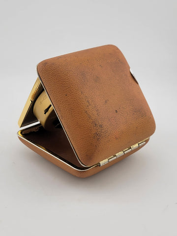 Vtg 1960's Phinney-Walker Desk Alarm Clock Brown Case White Face Wind-up. Works.